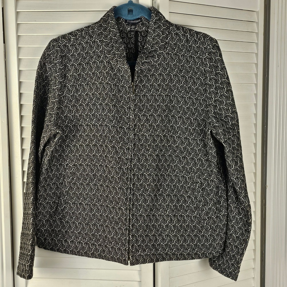 Eileen Fisher Womens‎ Rosette Jacquard Full Zip Jacket Blazer Medium
